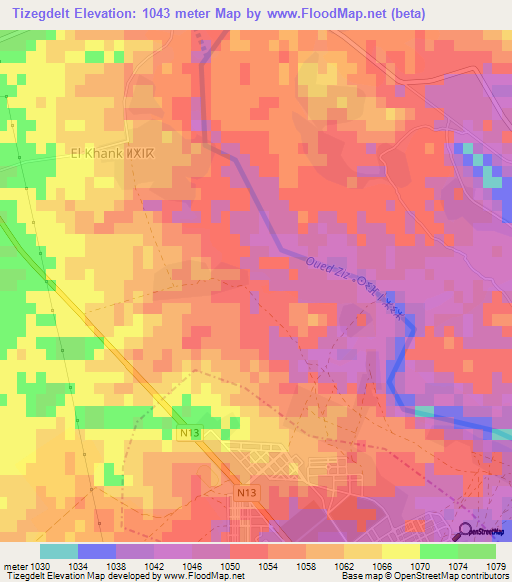 Tizegdelt,Morocco Elevation Map