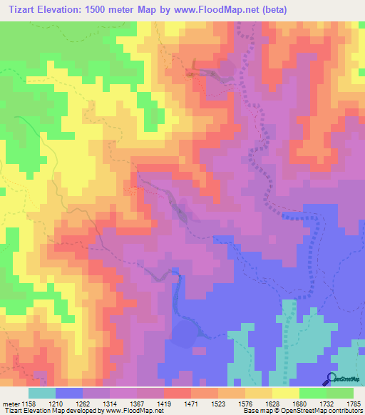 Tizart,Morocco Elevation Map