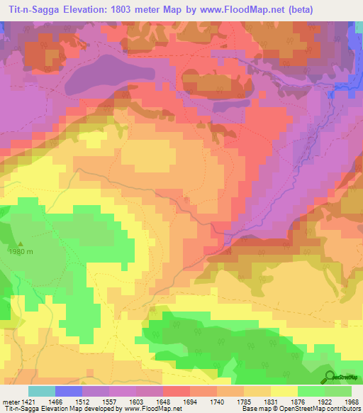 Tit-n-Sagga,Morocco Elevation Map