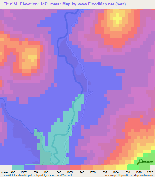 Tit n'Ali,Morocco Elevation Map