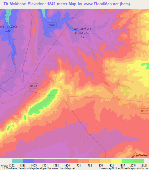 Tit Mokhane,Morocco Elevation Map