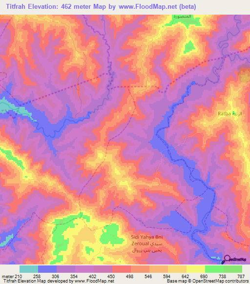 Titfrah,Morocco Elevation Map