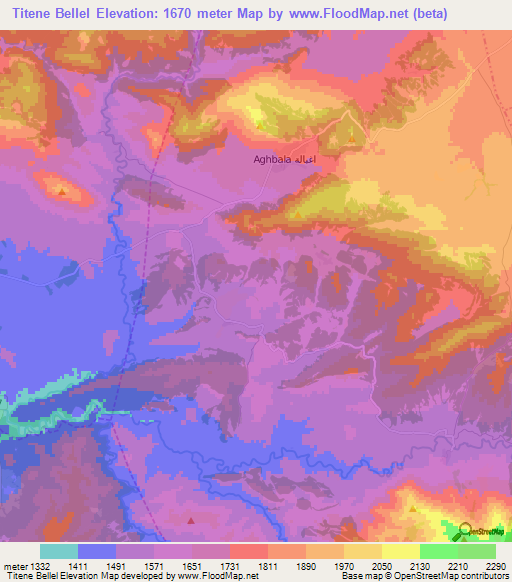 Titene Bellel,Morocco Elevation Map