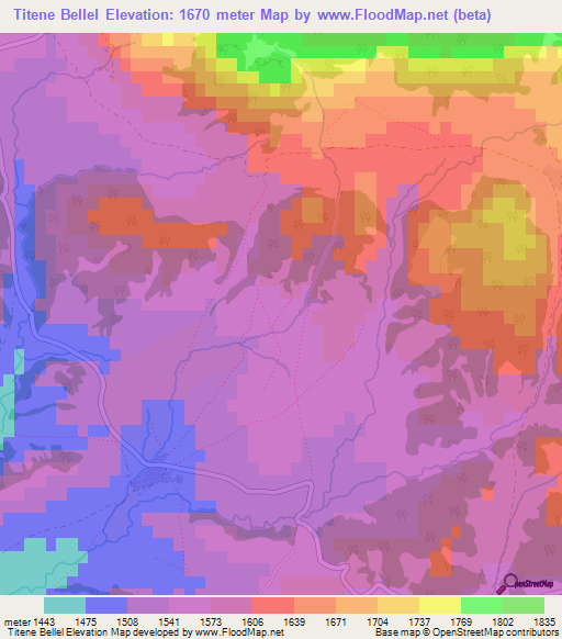 Titene Bellel,Morocco Elevation Map