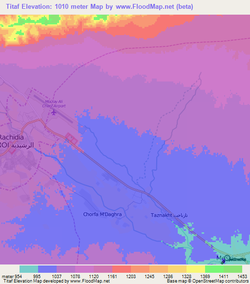 Titaf,Morocco Elevation Map