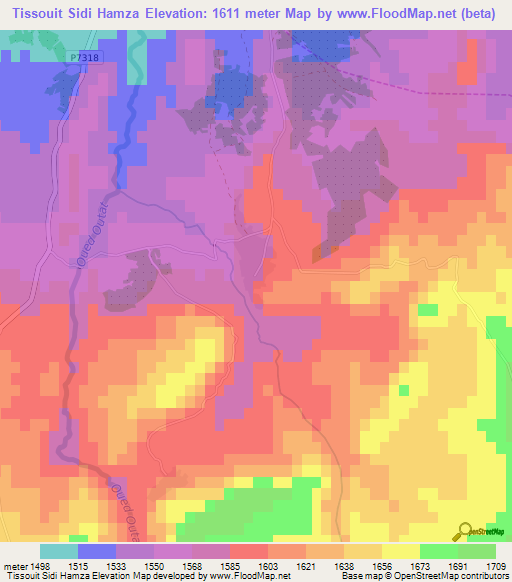 Tissouit Sidi Hamza,Morocco Elevation Map