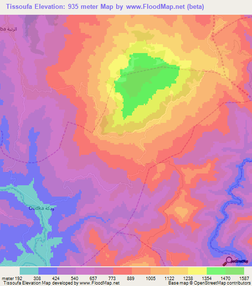 Tissoufa,Morocco Elevation Map