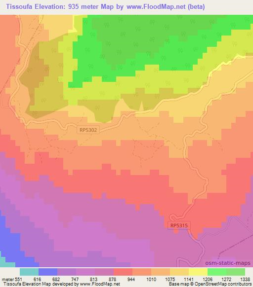 Tissoufa,Morocco Elevation Map