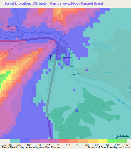 Tissint,Morocco Elevation Map