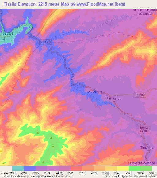 Tissila,Morocco Elevation Map