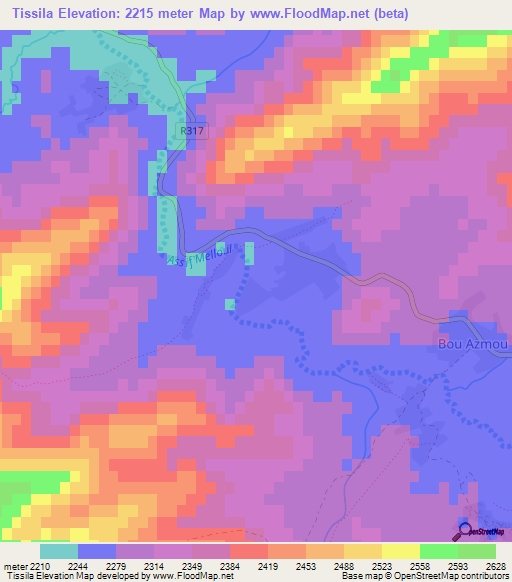 Tissila,Morocco Elevation Map