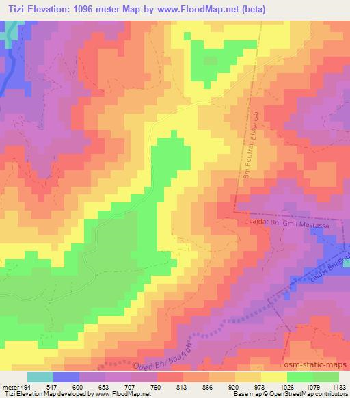 Tizi,Morocco Elevation Map