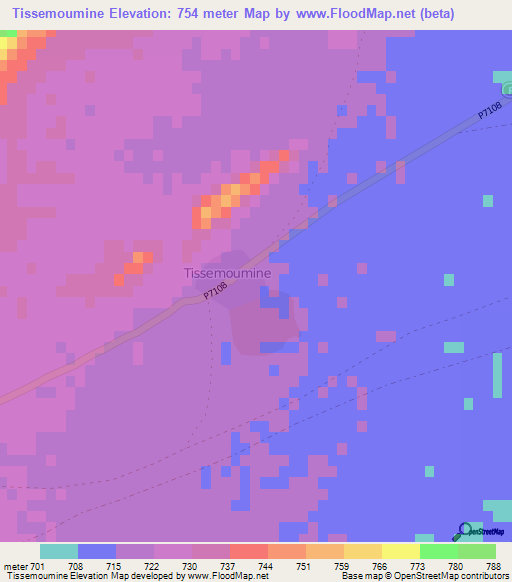 Tissemoumine,Morocco Elevation Map