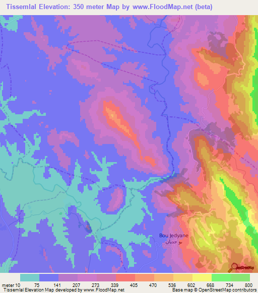 Tissemlal,Morocco Elevation Map