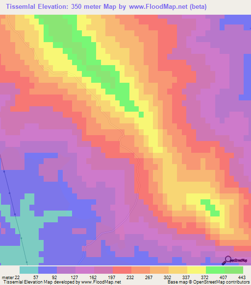 Tissemlal,Morocco Elevation Map