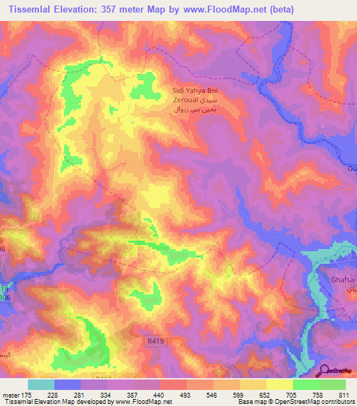 Tissemlal,Morocco Elevation Map