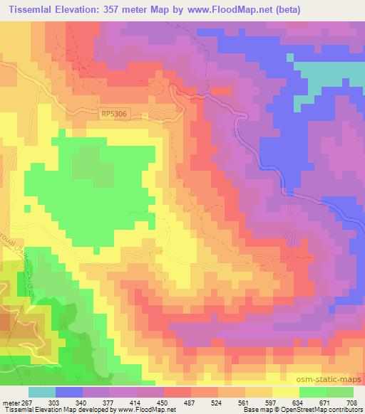 Tissemlal,Morocco Elevation Map