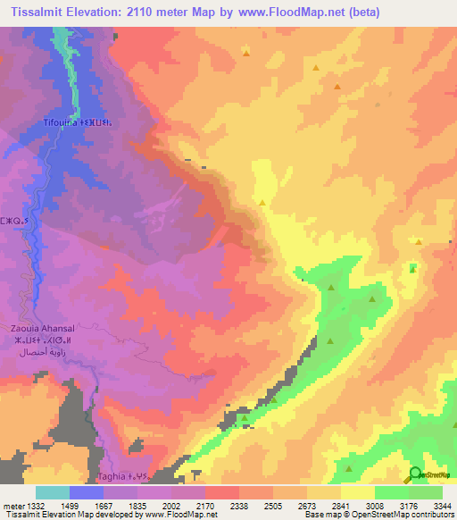 Tissalmit,Morocco Elevation Map