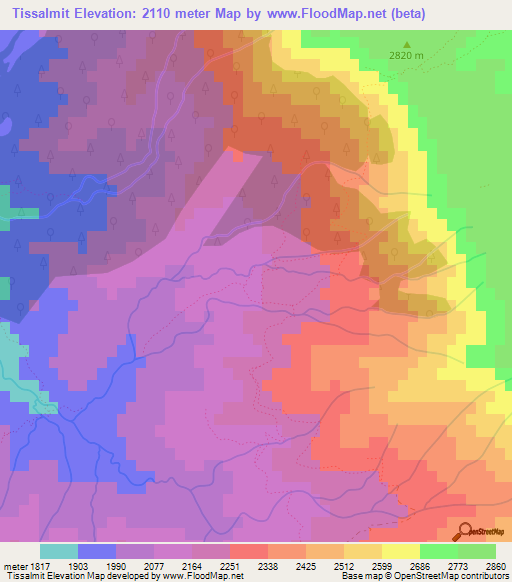 Tissalmit,Morocco Elevation Map