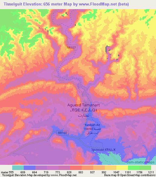 Tisselguit,Morocco Elevation Map