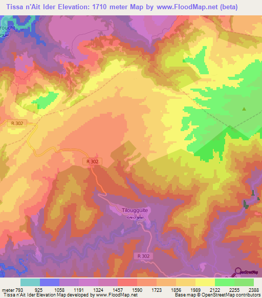 Tissa n'Ait Ider,Morocco Elevation Map