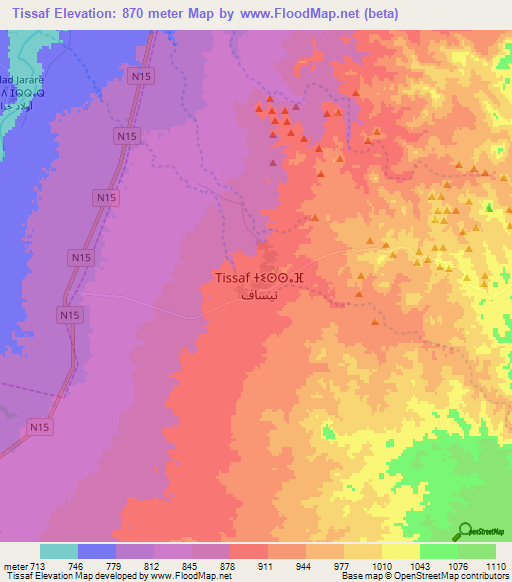 Tissaf,Morocco Elevation Map