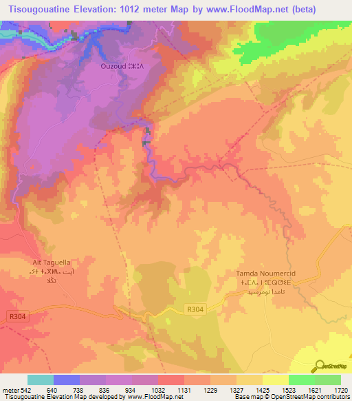 Tisougouatine,Morocco Elevation Map