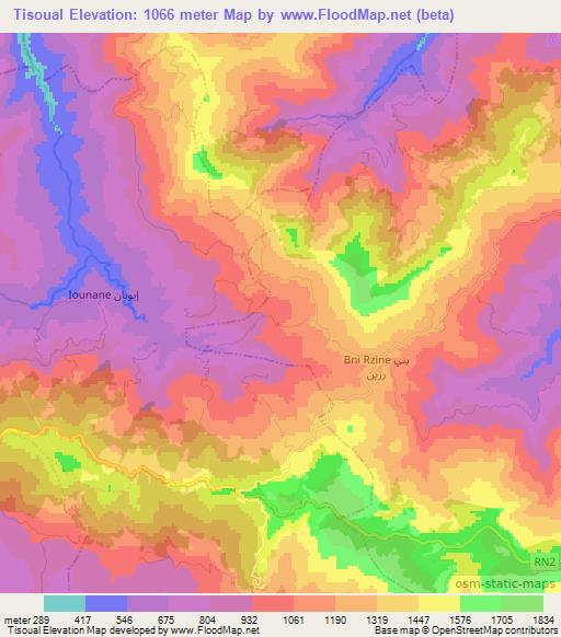 Tisoual,Morocco Elevation Map