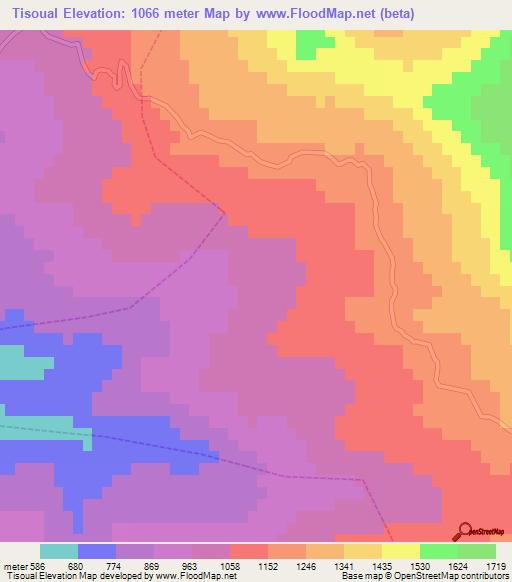 Tisoual,Morocco Elevation Map