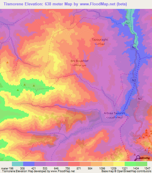 Tismorene,Morocco Elevation Map