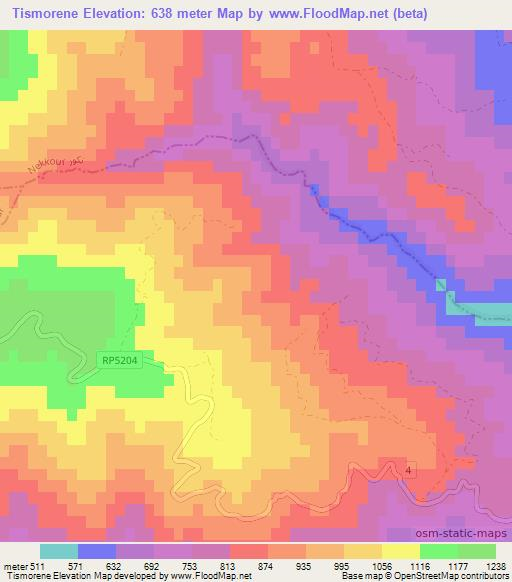 Tismorene,Morocco Elevation Map