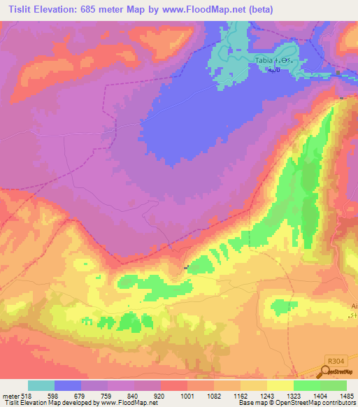 Tislit,Morocco Elevation Map