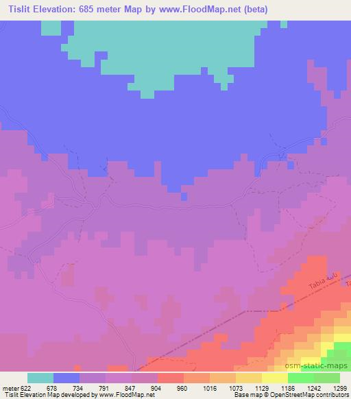 Tislit,Morocco Elevation Map