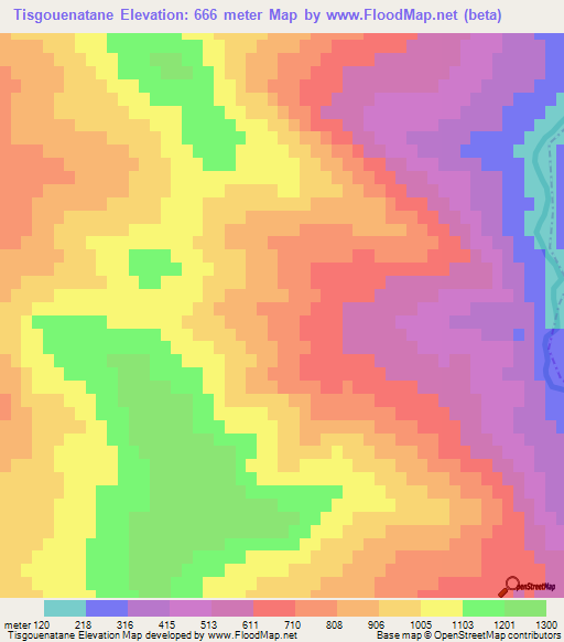 Tisgouenatane,Morocco Elevation Map