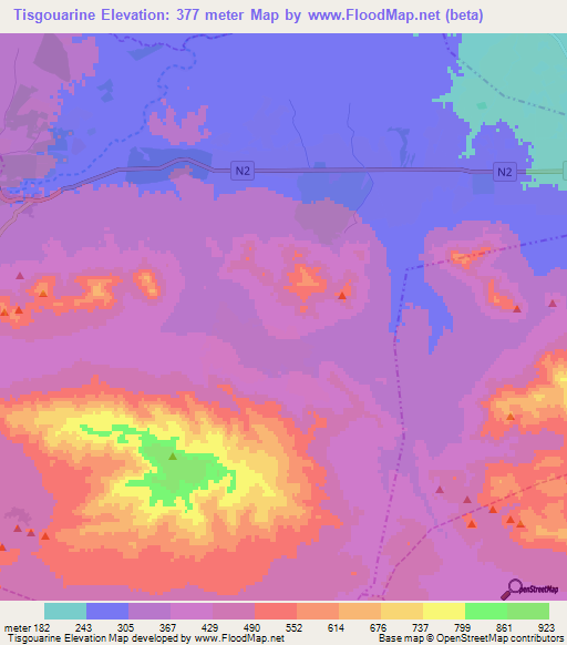 Tisgouarine,Morocco Elevation Map