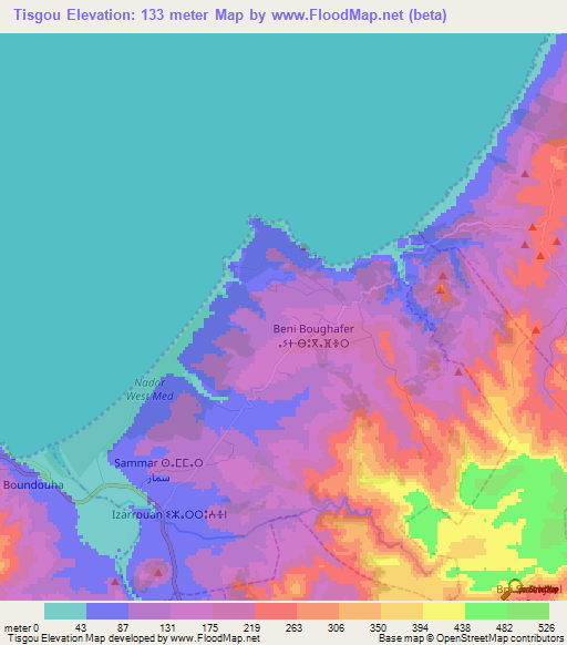 Tisgou,Morocco Elevation Map