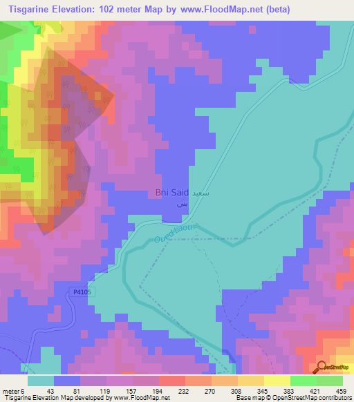 Tisgarine,Morocco Elevation Map