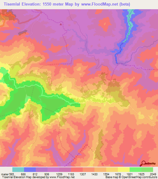 Tisemlal,Morocco Elevation Map