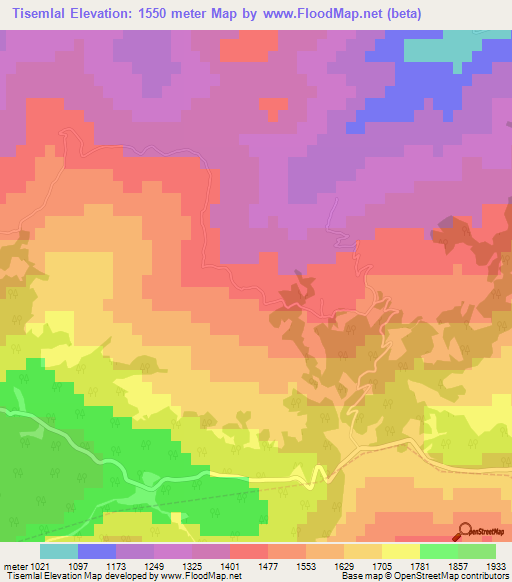 Tisemlal,Morocco Elevation Map