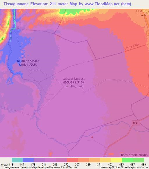 Tissaguanane,Morocco Elevation Map