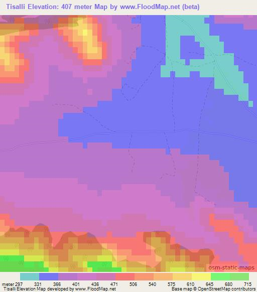 Tisalli,Morocco Elevation Map