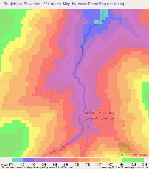 Boujebbar,Morocco Elevation Map