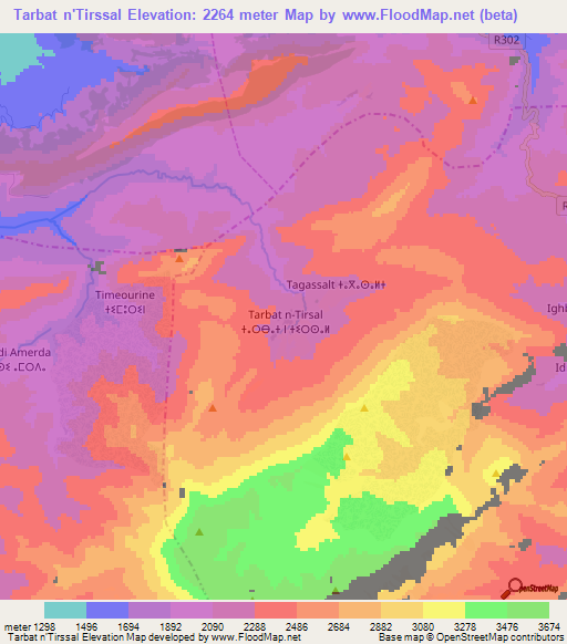 Tarbat n'Tirssal,Morocco Elevation Map