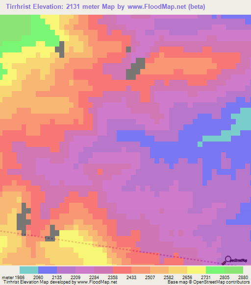 Tirrhrist,Morocco Elevation Map