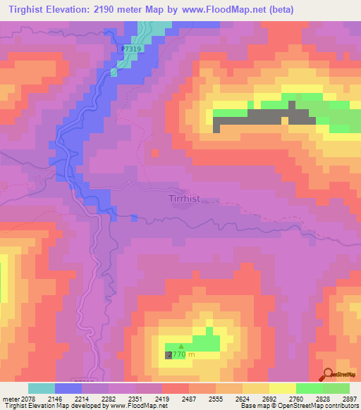 Tirghist,Morocco Elevation Map