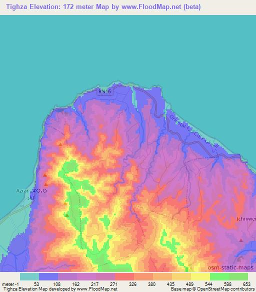 Tighza,Morocco Elevation Map