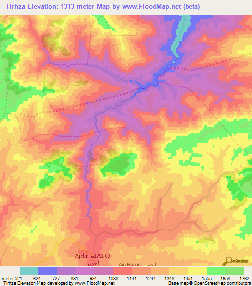 Tirhza,Morocco Elevation Map