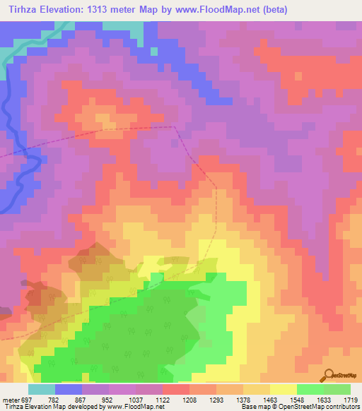 Tirhza,Morocco Elevation Map