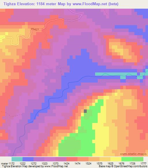 Tighza,Morocco Elevation Map