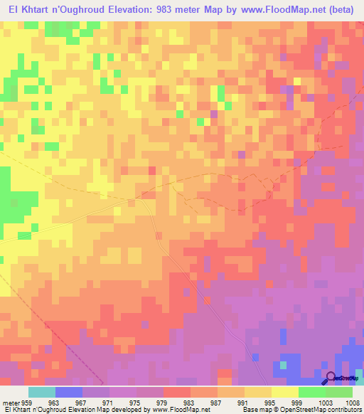 El Khtart n'Oughroud,Morocco Elevation Map